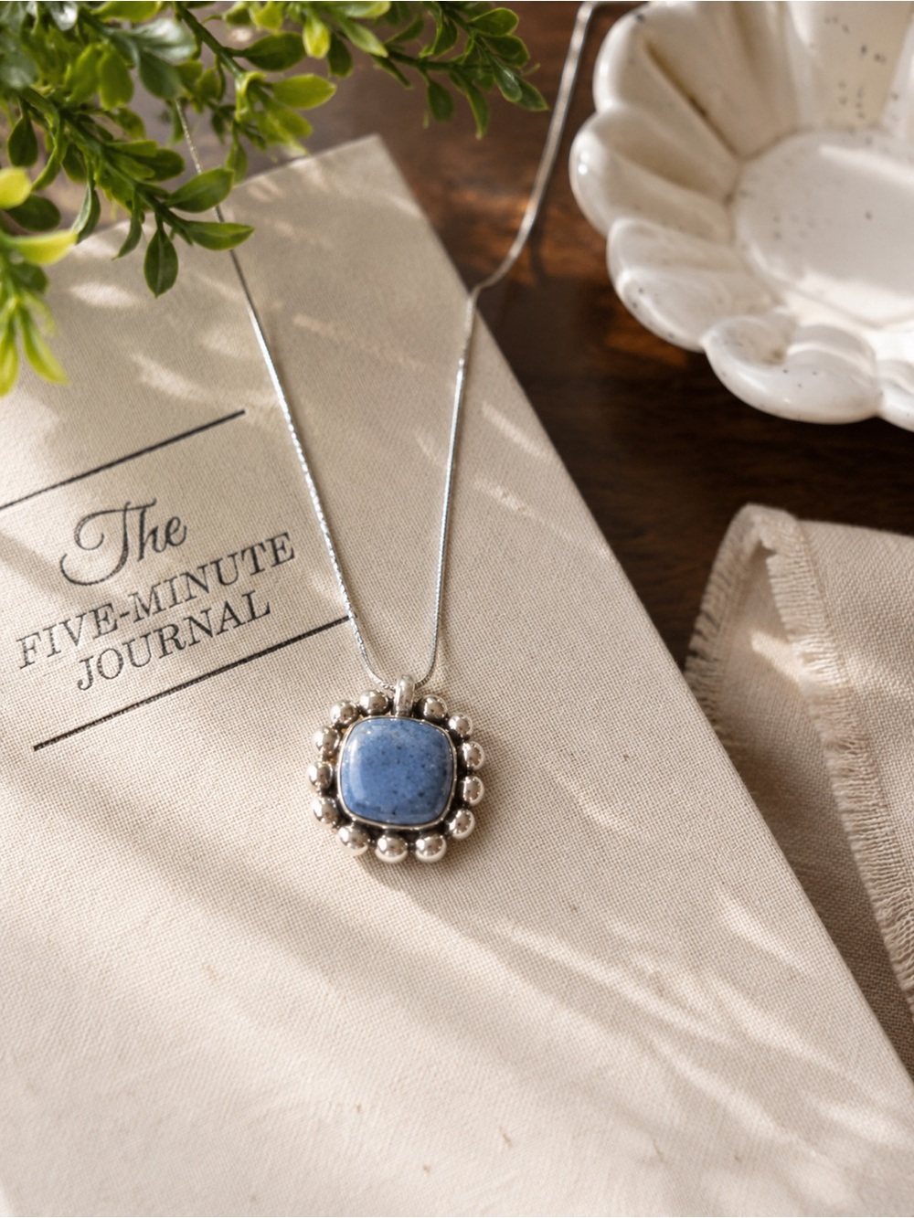 Vintage 925 Sterling Silver Mexico Denim Lapis Lazuli Bubble Pendant Necklace